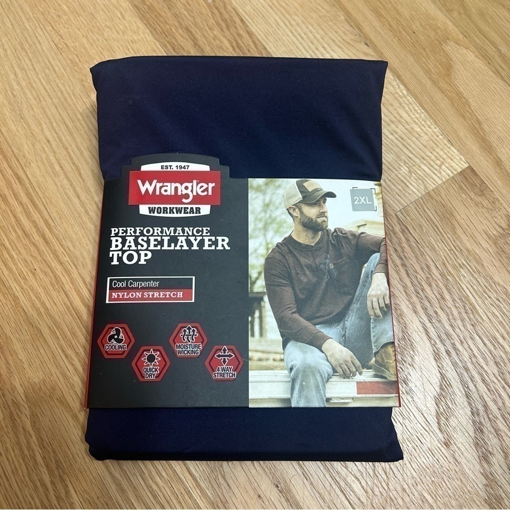 Wrangler Performance Baselayer Top NEW 2X Black Long Sleeve Shirt Men’s